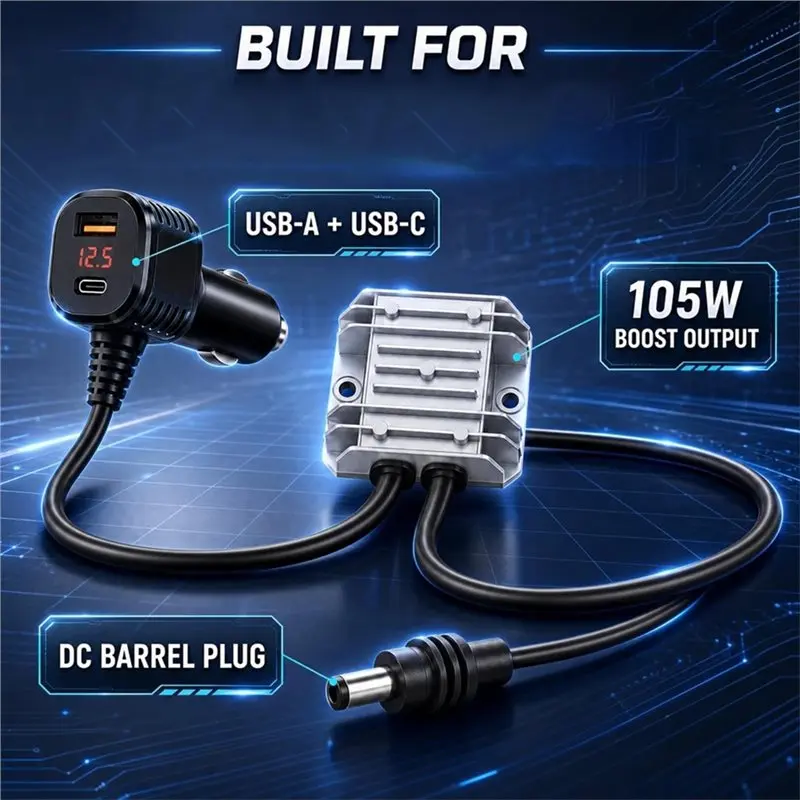 For Starlink Mini Car Cigarette Lighter Adapter 12V-24V To 30V 3.5A 3In1 Voltage Converter 3 Meter Car Charger For RVS