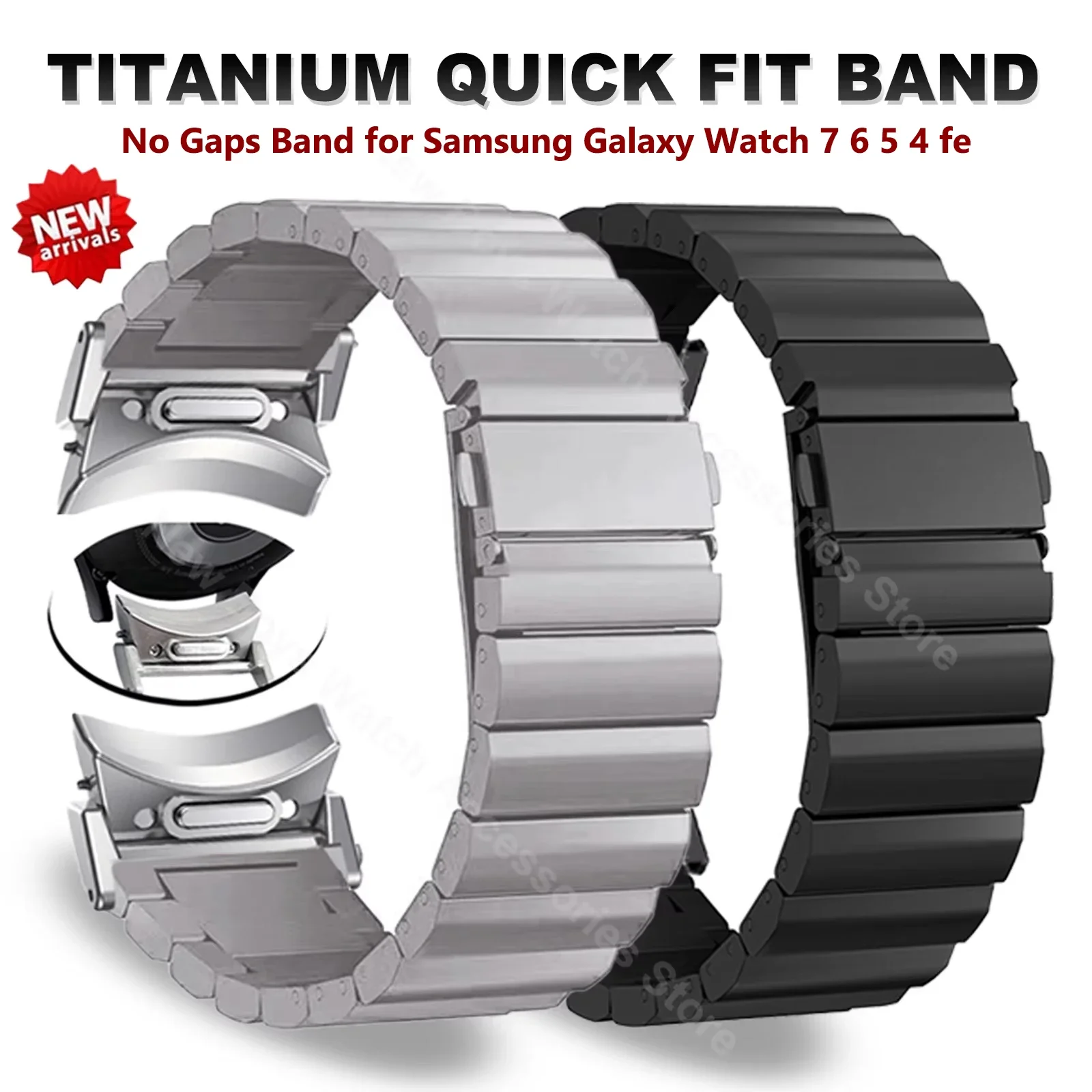 

Luxury titanium quick fit band for Samsung galaxy watch 7 6 classic 47 43mm 40 44mm 4 42 46mm 5 Pro 45mm business bracelet strap