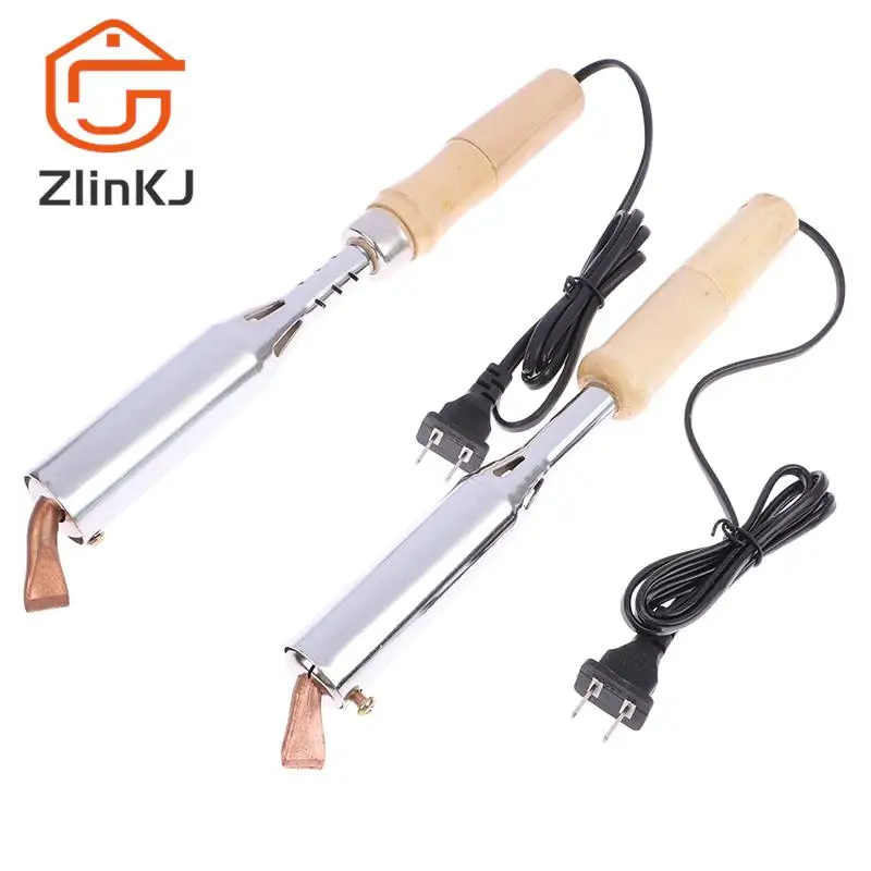 1pcs 100W/150W/200W Duty Electric Soldering Iron Solder Welding Chisel Tip Wood Handle Home Tool Soldering Gun