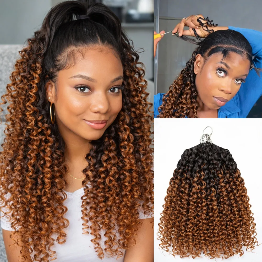 15A TB30 Brown Kinky Curly Crochet Human Hair Extensions Miracle Knots Pre Separated Afro Kinky Feather Crochet Hair For Braids
