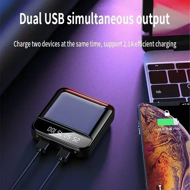 Xiaomi 30000mah Large Capacity Mini Power Bank Super Fast Charge Built-in Cable Portable External Battery For Samsung iPhone