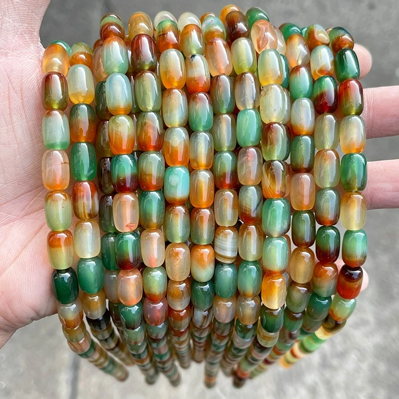 Natürliche Pfauen-Achat-Perlen in Fassform, gestreifter Achat, glatte lose Spacer-Perlen für die Schmuckherstellung, DIY-Halsketten- und Armband-Accessoires – Detail 6