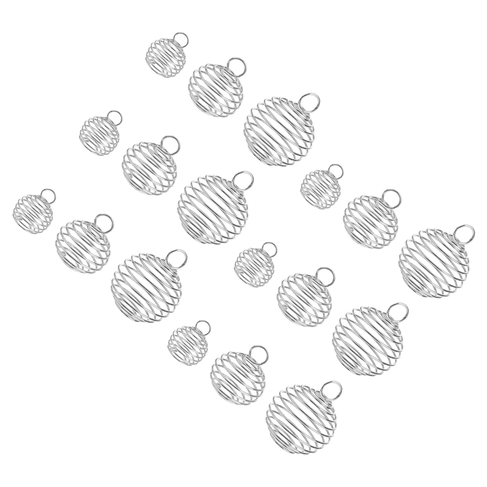 

30pcs Spiral Bead Cage Pendant 15x14mm 25x20mm 30x25mm Stretchable Silver Plated Alloy DIY Jewelry Making Supplies