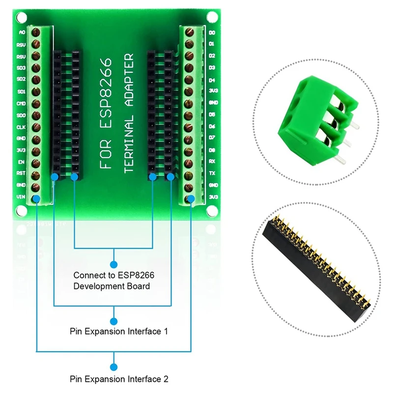 لوح إندلاع GPIO لتطوير Nodemcu ، من 1 إلى 2 ، ESP8266 ، 2 من 2 إلى 2