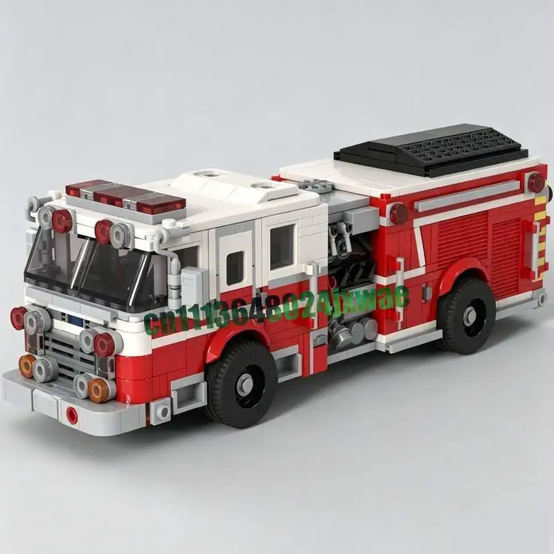 1110Parts Fire Truck Emergency Vehicle MOC Building Blocks Model DIY Creative Assembly Educational Toy Gift Collection Display