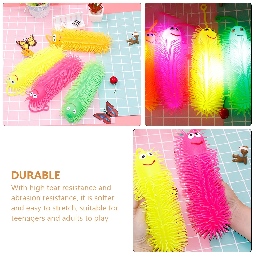 Puffer Worms Vent Hairball Toy Shine Luminous Caterpillars Sensory