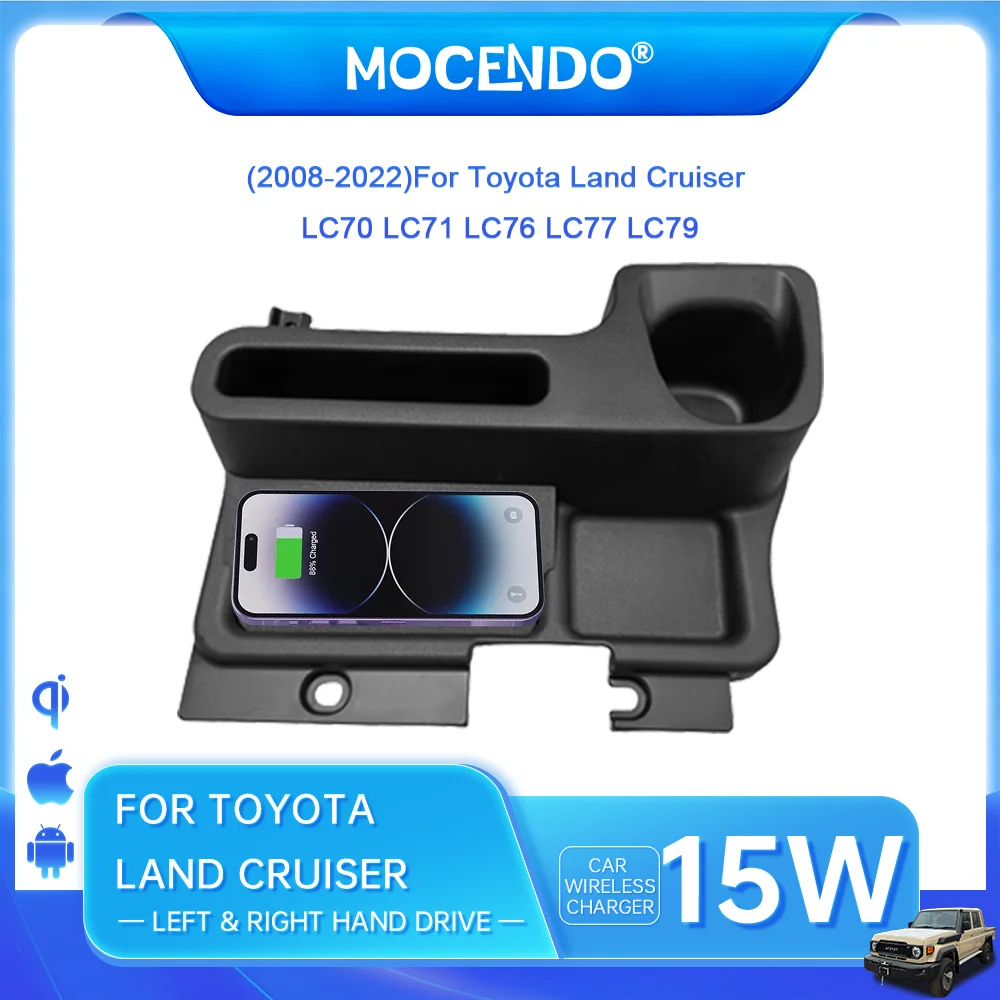 Wireless Car Charger for Toyota Land Cruiser LC70 LC71 LC76 LC77 LC79 2008-2022 Auto Accessories Compatible with Toyota
