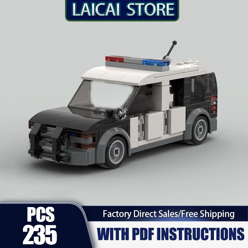 

Модель городского автомобиля Moc, строительные блоки, пригородная модель полицейского автомобиля, технологические кирпичи, сделай сам, сборка, праздничная игрушка, подарки