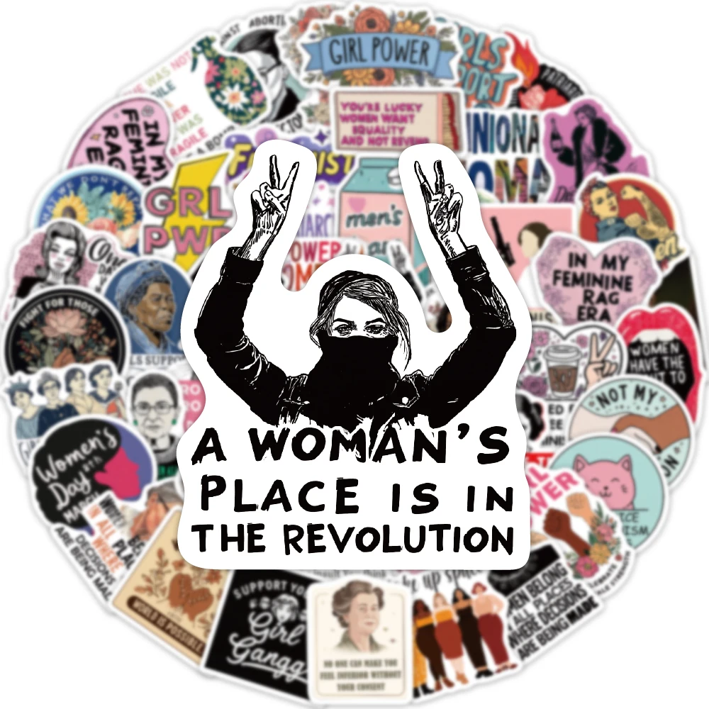 50PCS Cartoon Empowerment Female Power Stickers Retro Art Classic Female Creative Decoration Water Cup Scrapbook Phone Case Gift