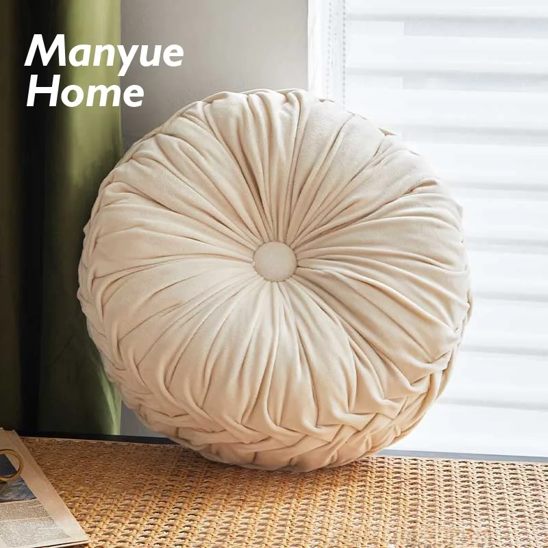 

Nordic Sle round Velvet Pumpkin Pillow Pure Color Living Room Floor Cuion Barest Support Home Decorative Pillow