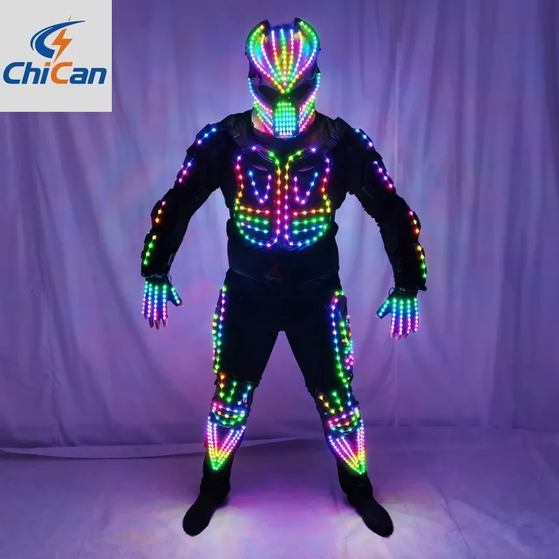 

【Hot】Digital LED Luminous Armor Light Up Jacket Glowing Costumes Suit Bar Nightclub Party Performance Costume suit