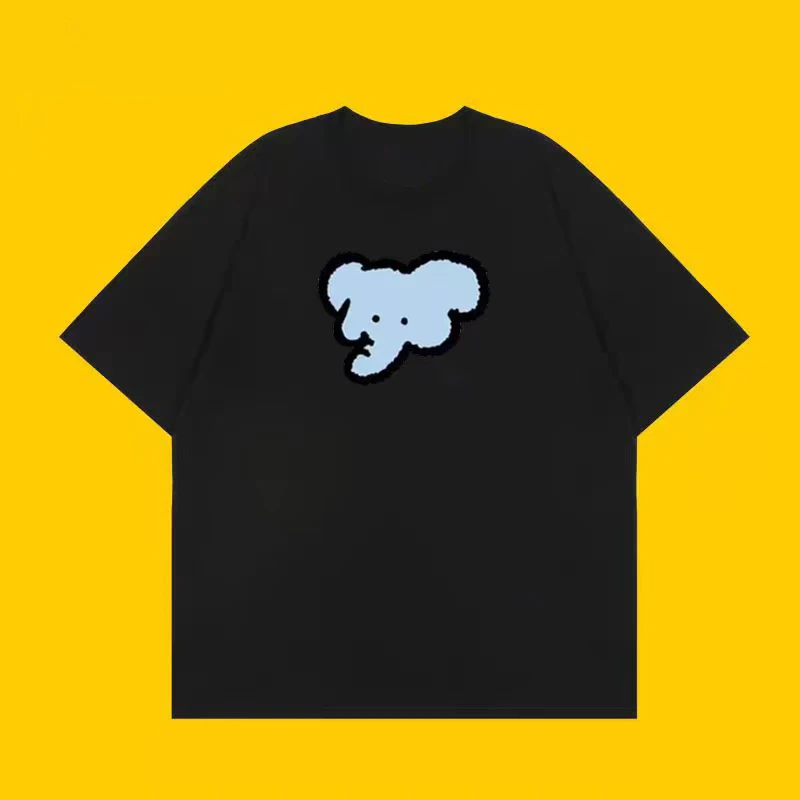 

American simple elephant short-sleeved mens and womens T-shirts pure cottonsuitable for couplescan be suitable for any occasion