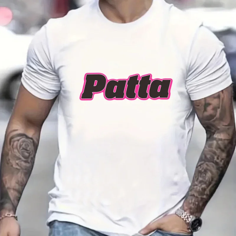 American NEW Patta T Shirt Creative Pink Letter Print Short Sleeve Summer Men's Women's Oversized Casual Top T-shirt