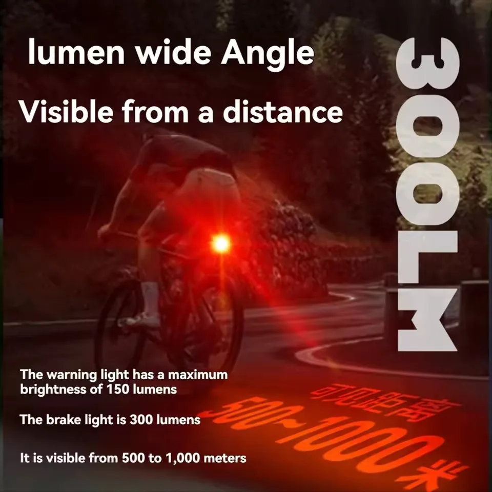 

Bicycle Brake Induction Tail Light High Battery Life Rechargeable Road Lights Night Riding Lights Mountain Bike Riding Equipment