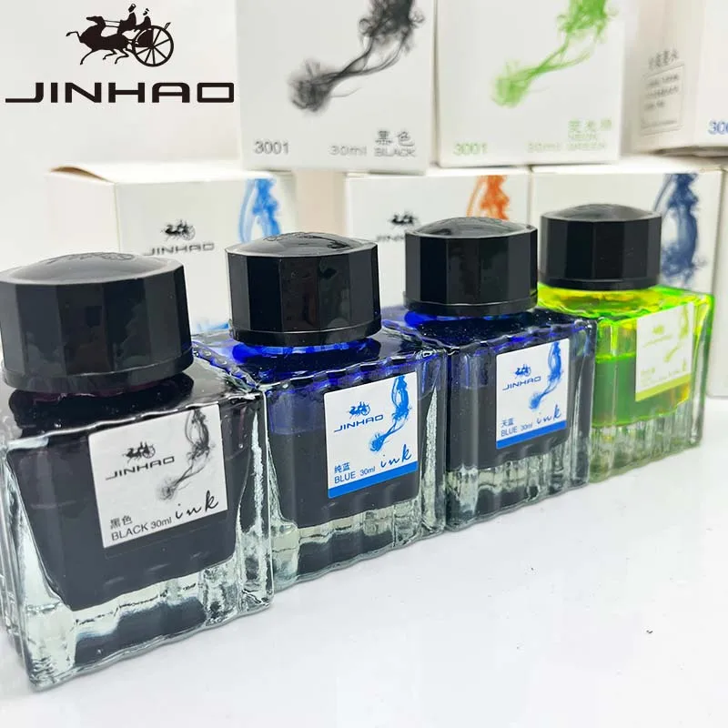 JINHAO 30ml pluma estilográfica tinta cartucho sin carbono recarga de vidrio pluma estilográfica embotellada tinta papelería oficina escuela suministros