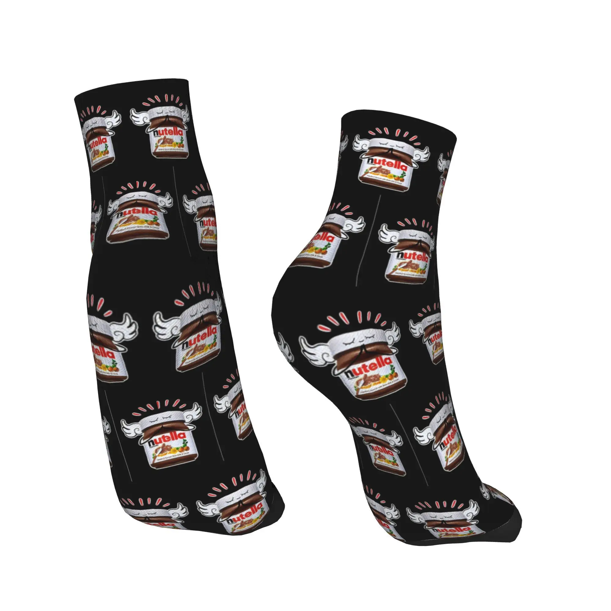 All Seasons Funny Nutella Socks Harajuku Super Soft Sport Middle Tube Socks Soft Casual Stockings for Men Women Christmas Gifts