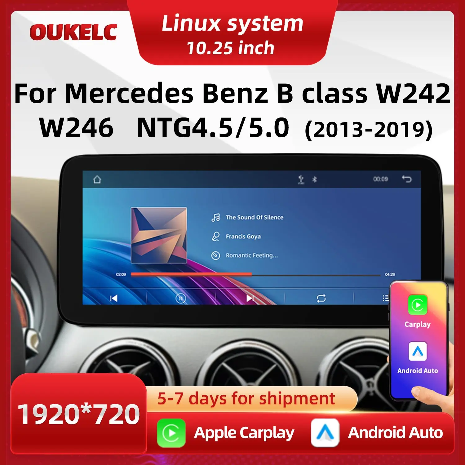 

For Mercedes Benz B class W242 W246 NTG4.5 NTG5.0 Multimedia Video Player Wireless Carplay Android Auto Touch Screen BT Display
