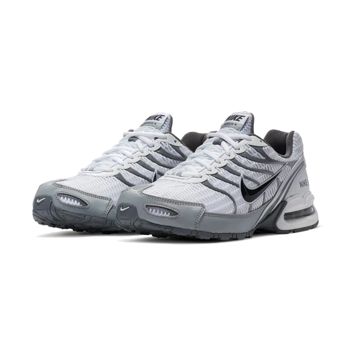 Nike Air Max Torch 4 Men's White and Gray Low-Top Running Shoes, Mesh Stitching, Lace-Up Design 343846-100