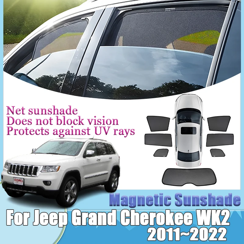 

Для Jeep Grand Cherokee WK2 2011-2022 магнитная сетка солнцезащитные козырьки анти-УФ-защита лобового стекла инструменты для бокового окна автоаксессуары