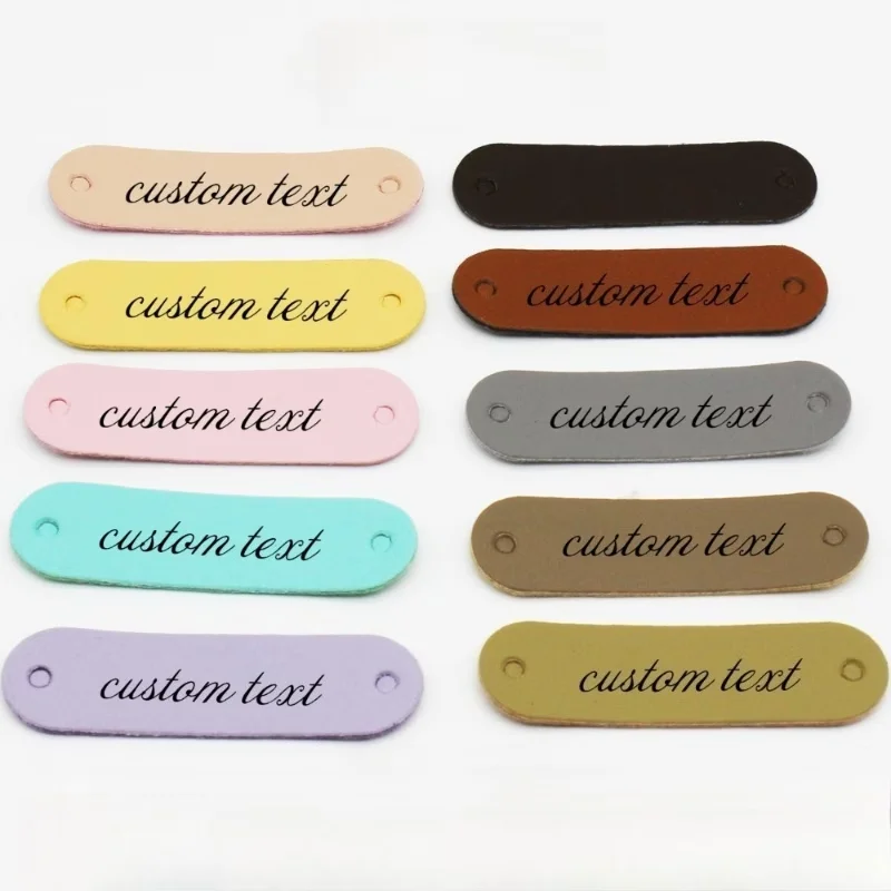 Personalized Custom Engraving Blank Labels 10 Color Faux Leather Labels Two-Hole Pu Labels Jeans Hats Handmade Bags Decorative
