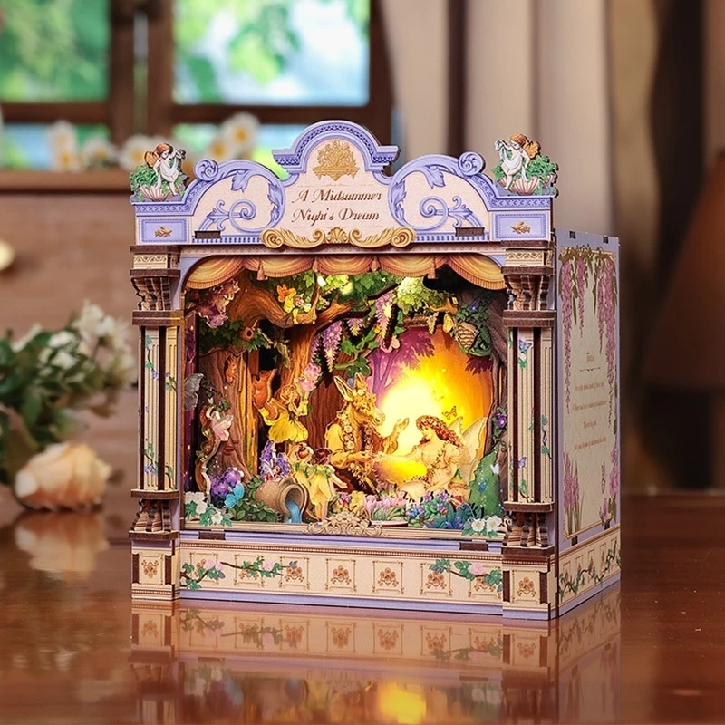 Cutebee Diy Hand Assembled Model A Midsummer Night Dream Creative 3D Wooden Puzzle Book Nook Home Decor Craft  doll house Gifts