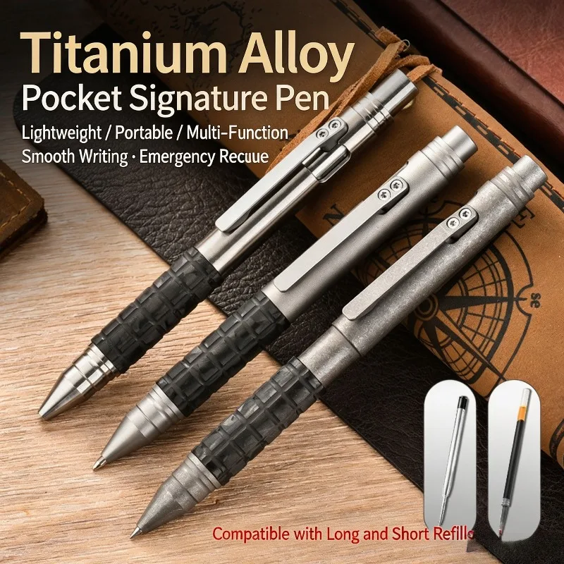 Titanium Bolt Action Tactical Pen Multi‑function EDC Multi‑tool Ballpoint Pen Outdoor Survival Window Breaker for Camping Hiking