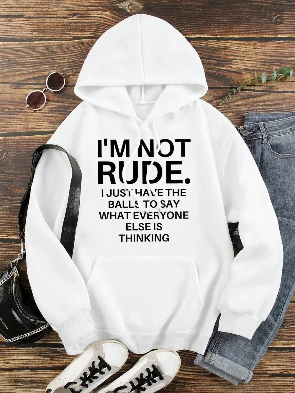 

I'm Not A Rude Alphabet Women's Graphic Hoodie Men's Fashion Hip-hop Outfit Loose Talent Hoodie Street Jumper Couple Sweatshirt
