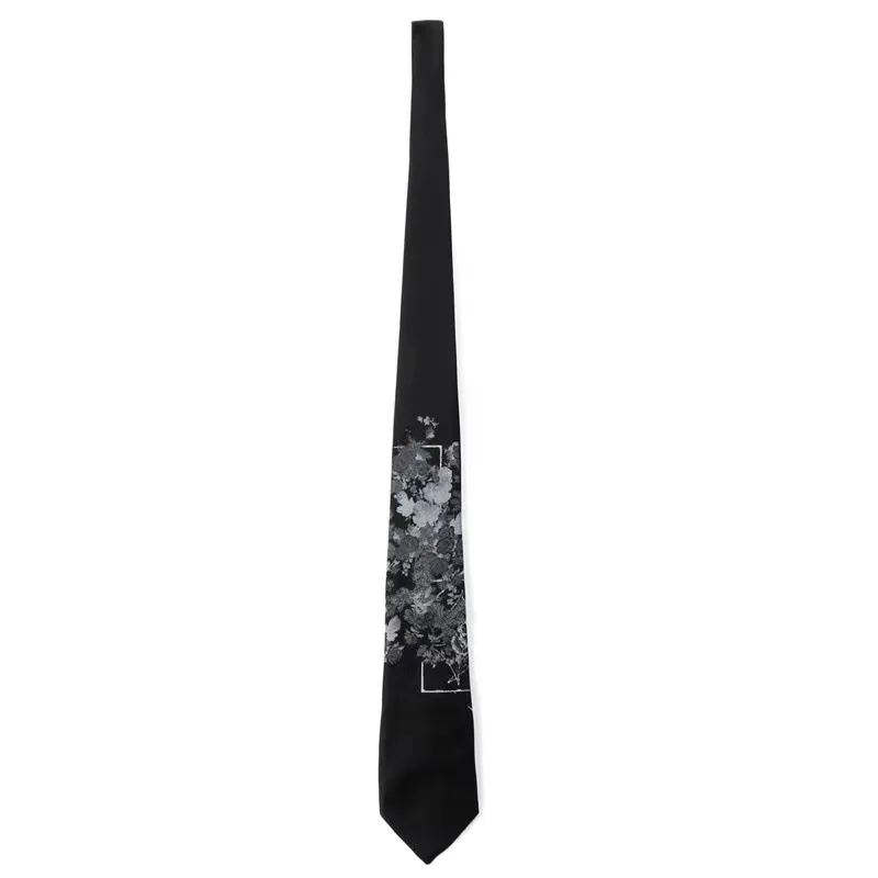 2024 New Y&S Original Tie Yamamoto Style Floral And Bone Tie Men Women Print Dark Style Suit Tie