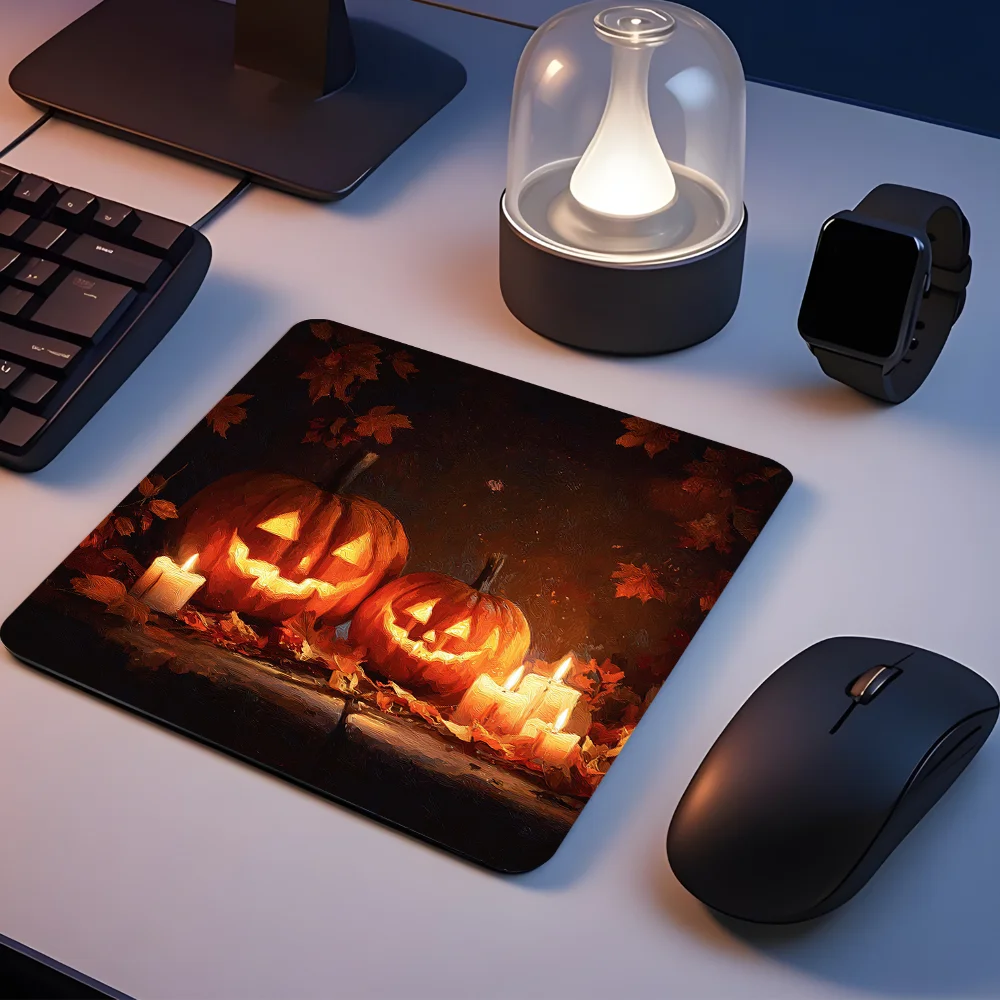 

Glass Mouse Pad Halloween Style Design Desk Pad, Smooth Glass Surface, Anti-Scratch Glass Mousepad With Non-Slip Pads for Office
