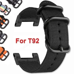 Nylon Watch Band for T92 Smart Watch Strap 22mm Sport Bracelet Women Men Wristband Accessories Black Buckle Replacement Bands