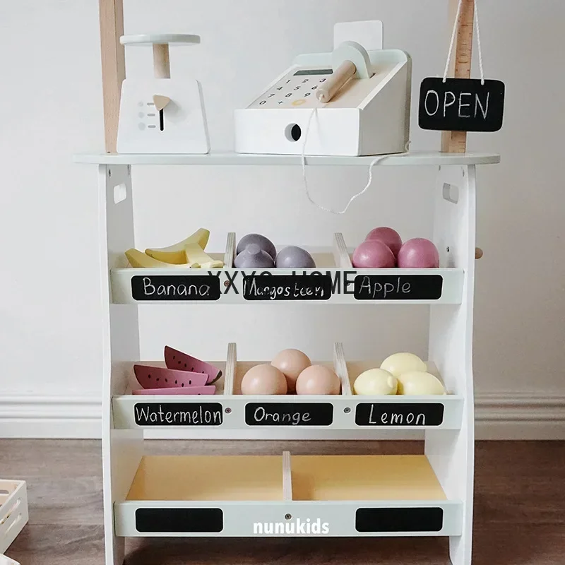 TAO Children's ins Korean fruit convenience store Snack department Supermarket cash register shopping cart home kitchen toys
