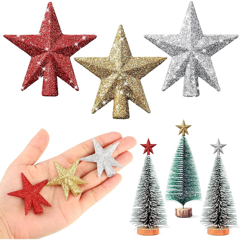 

3Pcs 15/20cm Glitter Star Christmas Tree Decoration Merry Christmas Decor Home Navidad Ornament Five-pointed Star Decoration