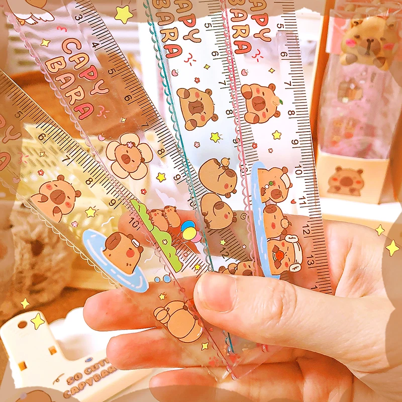 kawaii stationery items back to school supplies drawing cute capybara Ruler school accessories All for school school useful