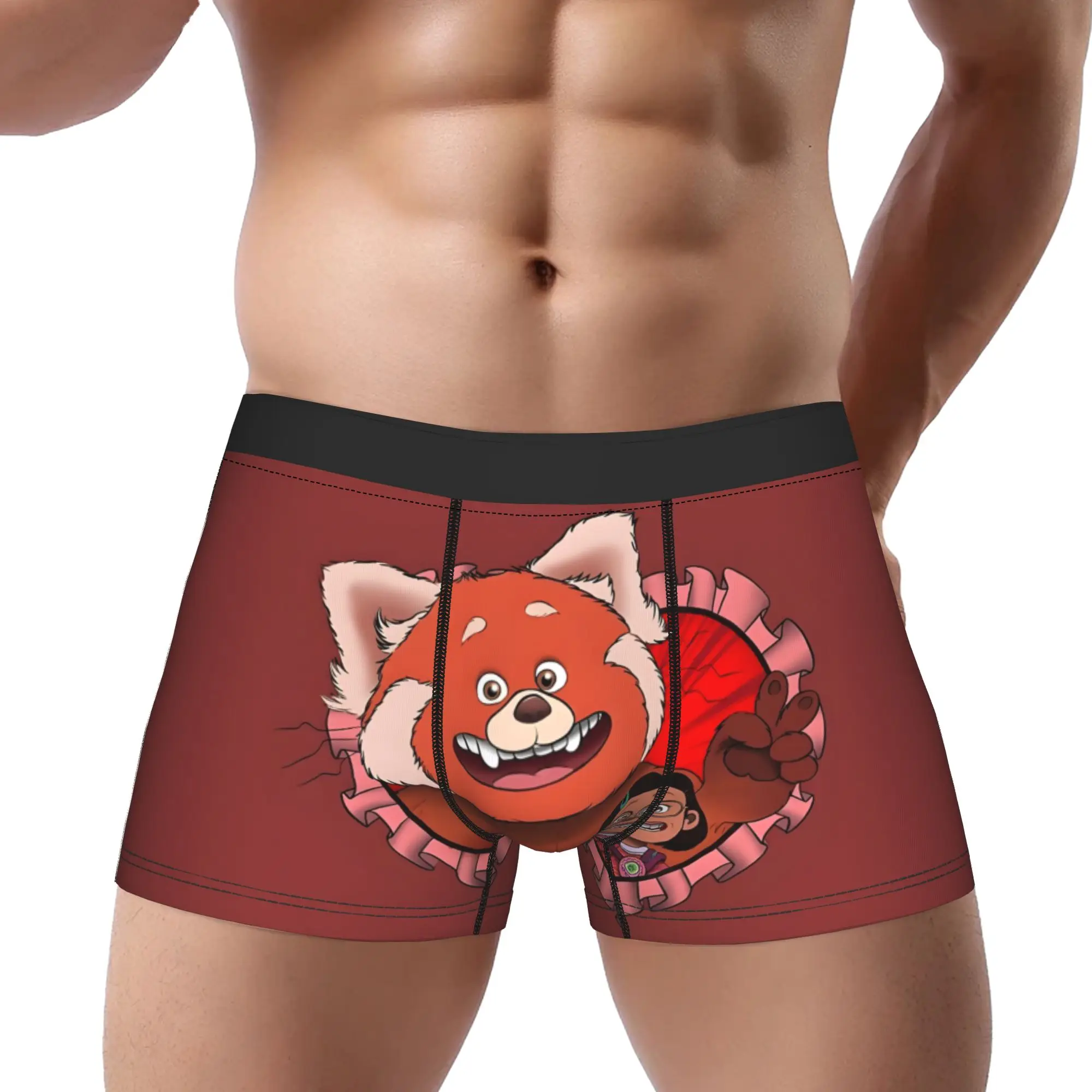 

Panda Turning Red Underpants Breathbale Panties Men's Underwear Print Shorts Boxer Briefs