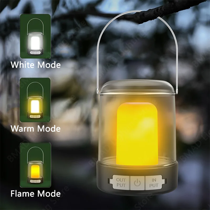 

Портативный аварийный светодиодный фонарь, перезаряжаемый через USB, 3-цветный фонарик для кемпинга, палатка с отключением электроэнергии, фонарь