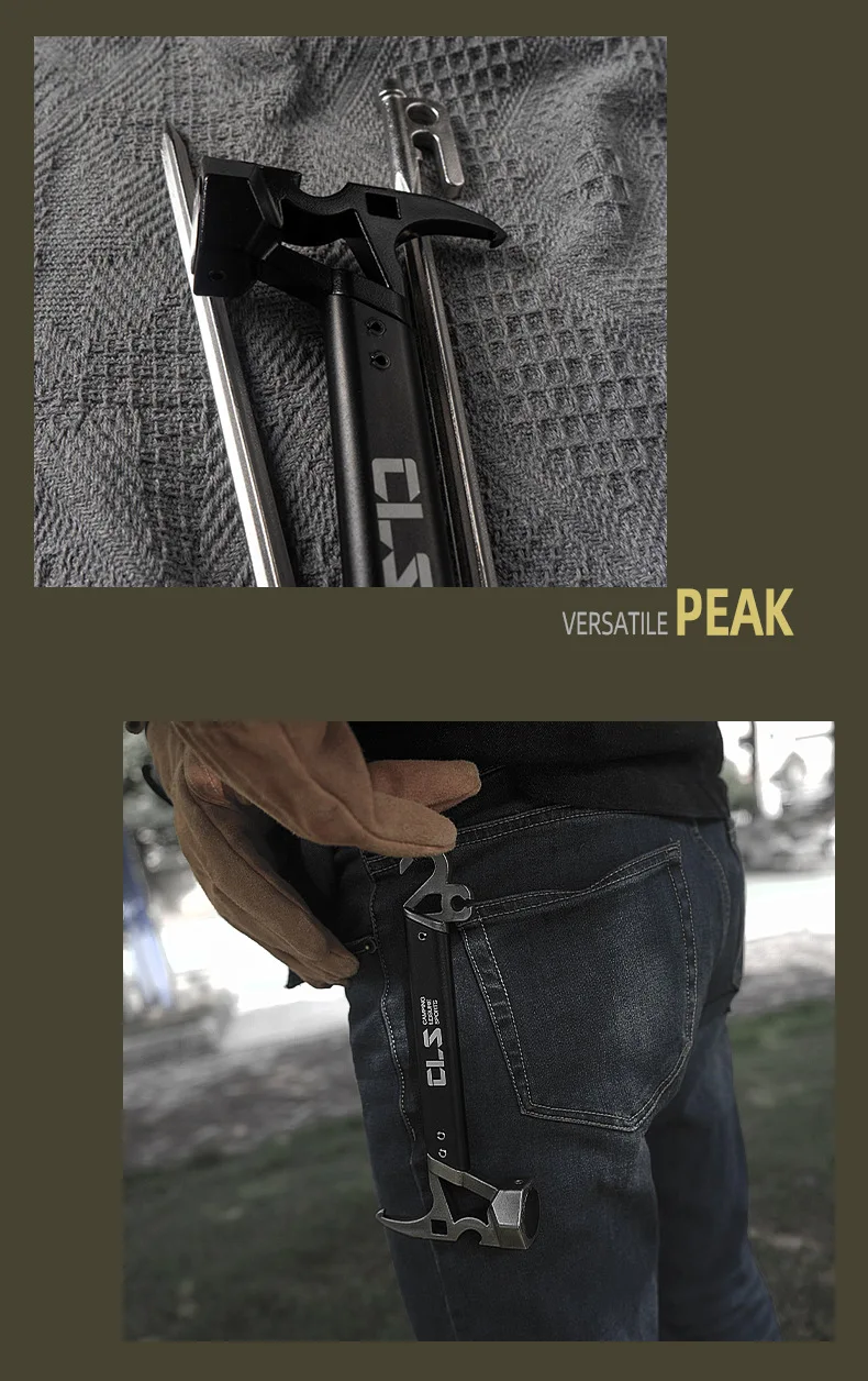Multifunktionaler Mini-Hammer aus Edelstahl für Outdoor-Camping, Bergsteigen, Zelt-Hammer, Flaschenöffner-Werkzeug – Detail 9