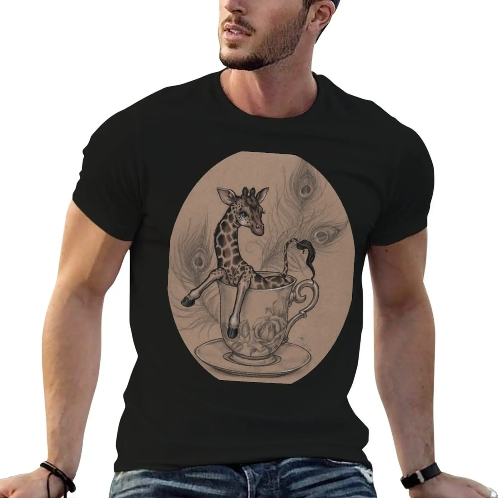 TeaCup Giraffe T-Shirt Dry Fit Athletic Short Sleeve Shirt