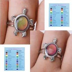 Kawaii Adjustable Emotion Temperature Changeable Turtle Ring Changing Mood Rings Finger Rings