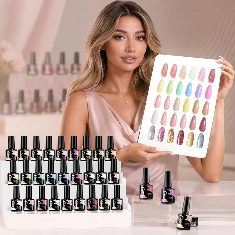 6pcs/Set Gel Nail Polish Set, 30 Soak Off UV LED Nail Gel Kit, Solid Color Glitter Nail Polish For Salon DIY Manicure Nail Art