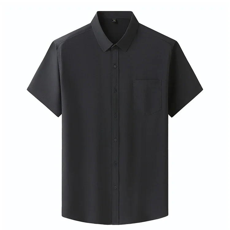 Overhemden Voor Mannen Plus Maat 1xl-7xl Korte Mouw Effen Kleur Zakelijk Formeel Shirt Groot Formaat Zomer Wit Shirt 115-205Kg