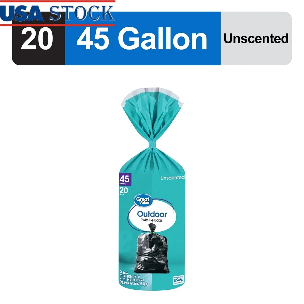 

Сумки с поворотными галстуками на 45 галлонов, без запаха, 20 сумок