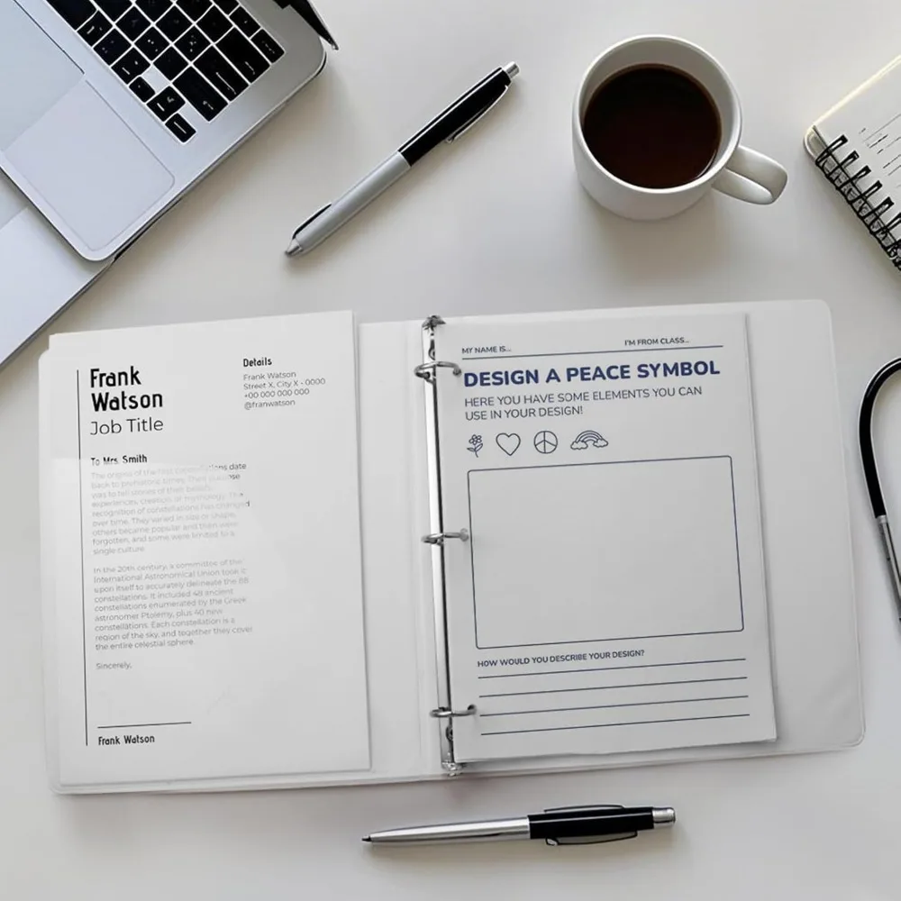 Economy 3-Ring Binders 1 Inch Round Rings 200 Sheet Capacity ClearVue Presentation View Non-Stick White Bulk Pack of 24