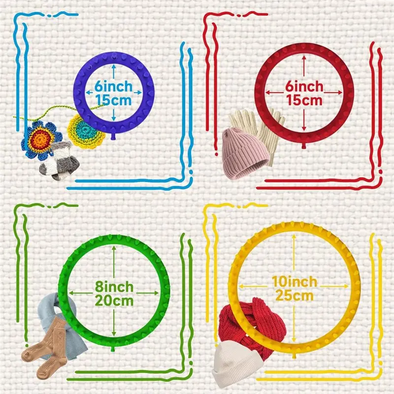 

【ALLOWANCE】DIY Tool For Hats Scarves Knitting Loom Kit With Pompom Maker Round For Beginner 4 Sizesneedle Sizes Needle Set