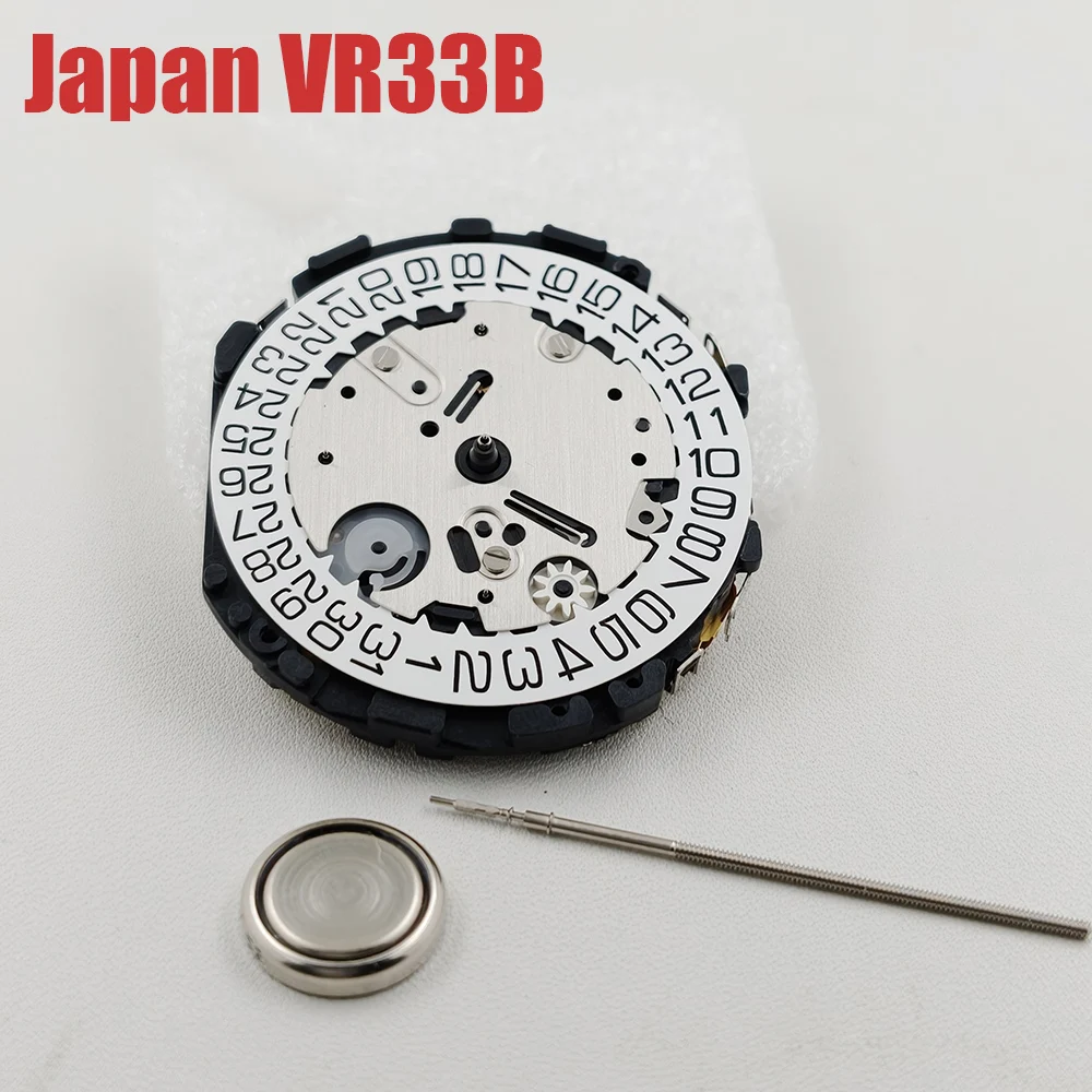Japan Original VR33 VR33B Chronograph Quartz Watch Movement Date at 3H Position Modification Watch Mechanism Parts
