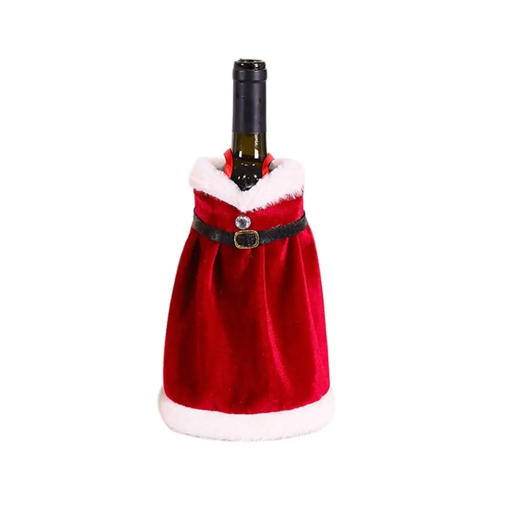 1Pcs Golden Velvet Sleeve Dinner Table Decor Dress Wine Bottle Set New Year Gift Wine Bottle Cover Ornament Wine Bottle Bag