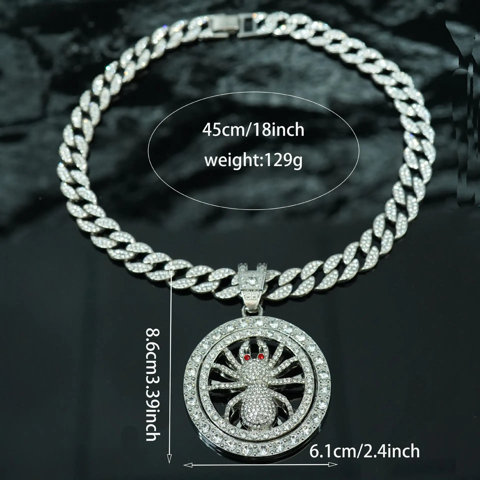 DIY accessories Cross-border new necklace rotatable spider pendant personalized animal pendant men's necklace accessories hip-ho