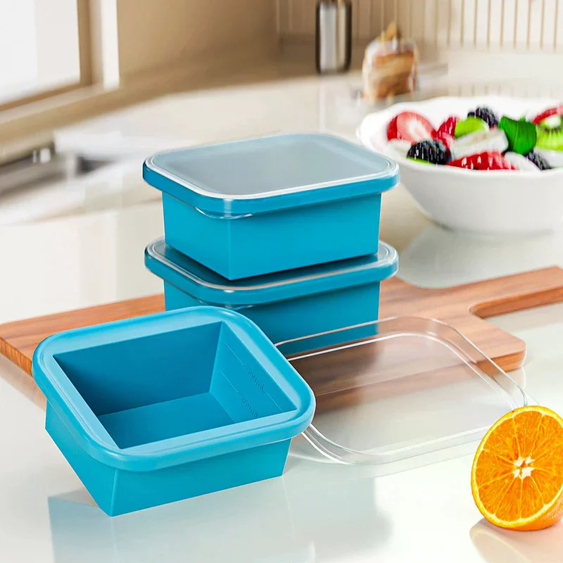 Meal Prep Easy - Silikon Buz Kalıpları, Plastik Kapaklı Dondurucu