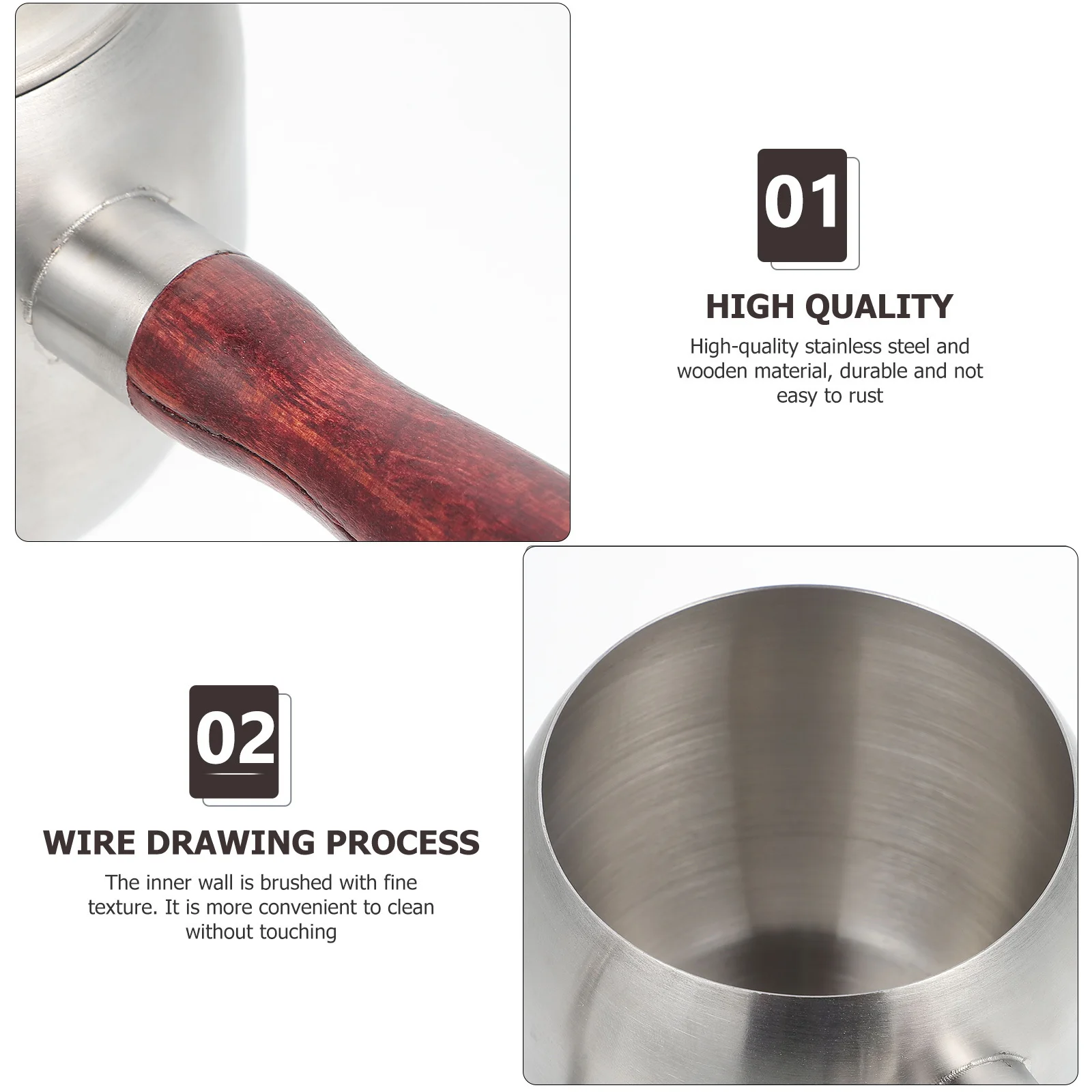 

1 pc Long Spout Coffee Kettle Stainless Steel Wood Handle Hand Brewing Pot Heat Resistant Non Slip For Kitchen Cafe Tea