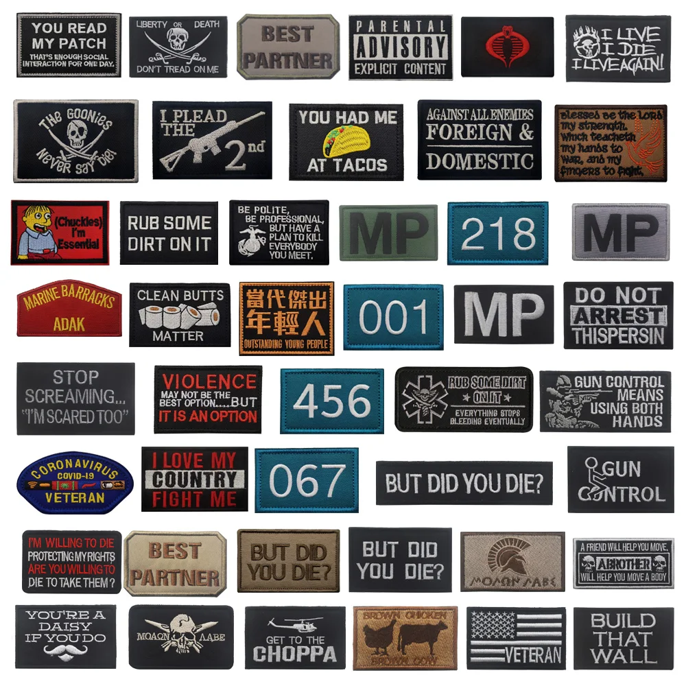 

Hot English Letters ARMY NAVY USMC 3D Embroidery Game Code 001 Cloth Sticker Outdoor Military Backpack Patches for Clothing