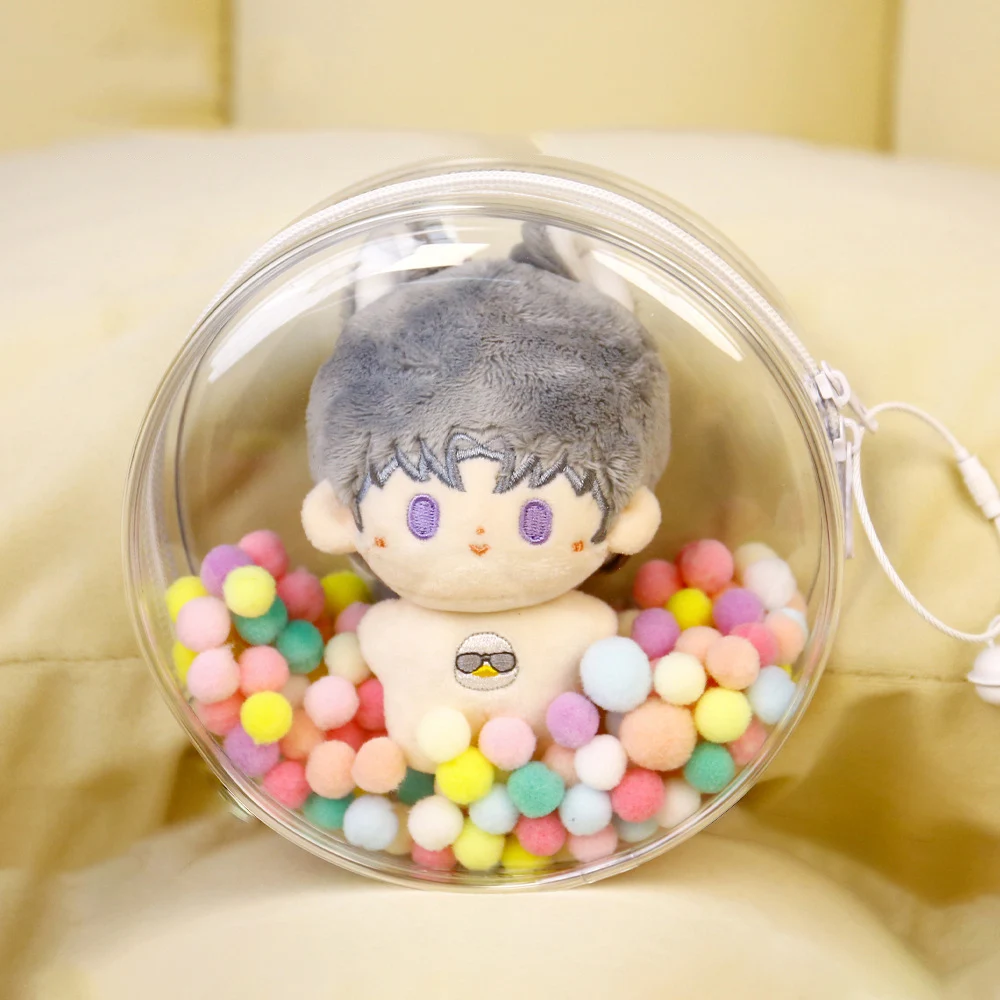 Circular Transparent Storage Case For 10cm Doll Display Box Outdoor Clear Pouch Bag Toy Gift PVC Thicken Plush Doll Out Bag